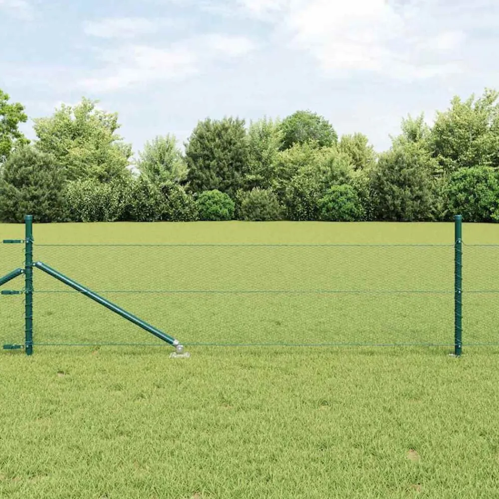 vidaXL Poste de Valla 10 x 0,4 m (malla de 13 mm) Acero y PVC Verde