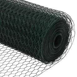 vidaXL Poste de Valla 10 x 0,4 m (malla de 13 mm) Acero y PVC Verde