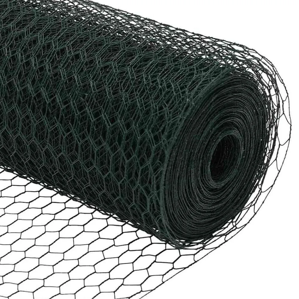vidaXL Poste de Valla 10 x 0,4 m (malla de 13 mm) Acero y PVC Verde