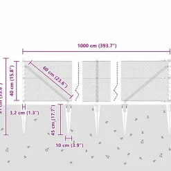 vidaXL Poste de Valla 10 x 0,4 m (malla de 13 mm) Acero y PVC Verde