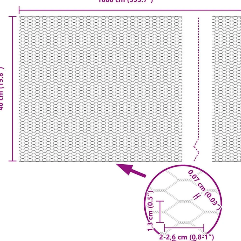 vidaXL Poste de Valla 10 x 0,4 m (malla de 13 mm) Acero y PVC Verde
