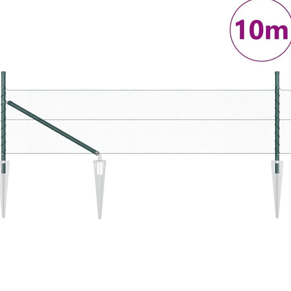 vidaXL Poste de Valla 10 x 0,4 m (malla de 13 mm) Acero y PVC Verde