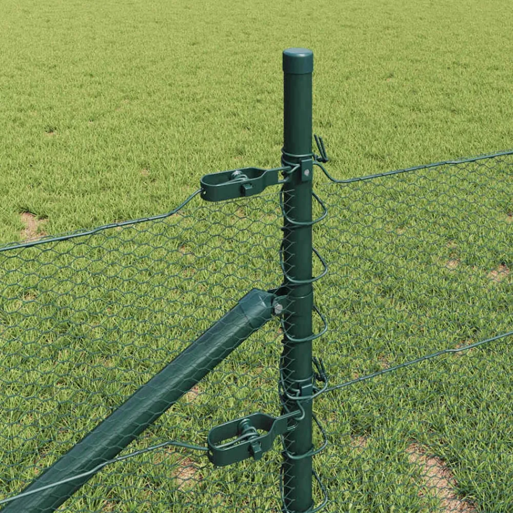 vidaXL Poste de Valla 10 x 0,4 m (malla de 13 mm) Acero y PVC Verde