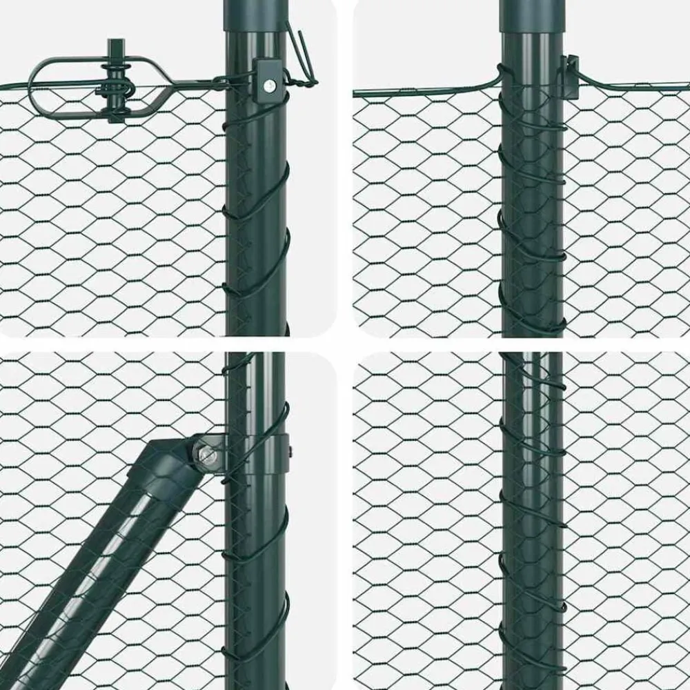 vidaXL Poste de Valla 10 x 0,4 m (malla de 13 mm) Acero y PVC Verde
