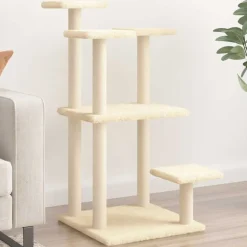 vidaXL Postes rascadores para gatos con plataformas 98,5 cm Crema Best