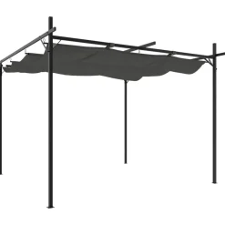 vidaXL Pérgola con cubierta retráctil gris 295x292x230 cm Antracita Clearance