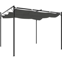 vidaXL Pérgola con cubierta retráctil gris 295x292x230 cm Antracita Clearance