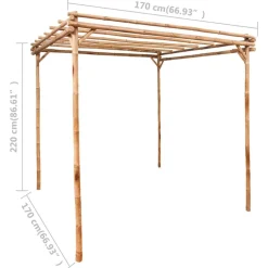 vidaXL Jardín-Pérgola de bambú 170x170x220 cm