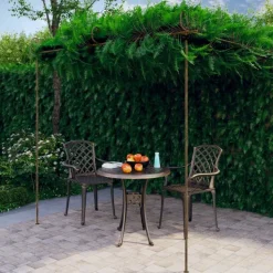 vidaXL Pérgola de jardín marrón antiguo 3x3x2,5 m hierro Discount