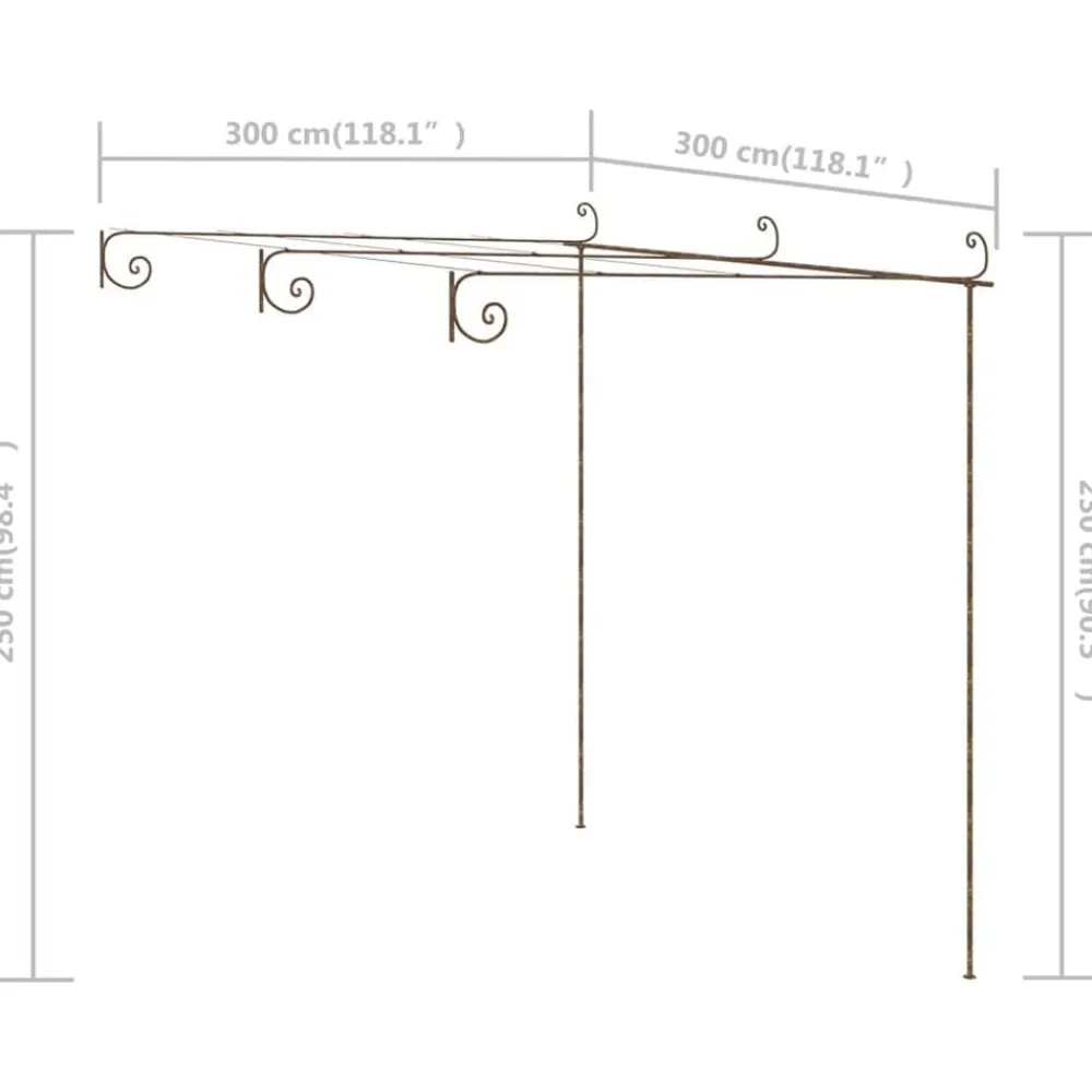 vidaXL Pérgola de jardín marrón antiguo 3x3x2,5 m hierro Discount