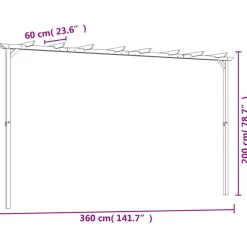 vidaXL Jardín-Pérgola de jardín madera de pino impregnada 360x200x60 cm