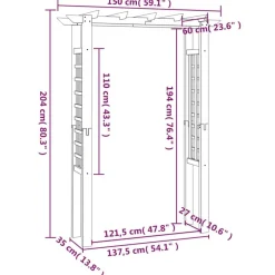 vidaXL Jardín-Pérgola/Arco de rosas madera impregnada 150x60x204 cm