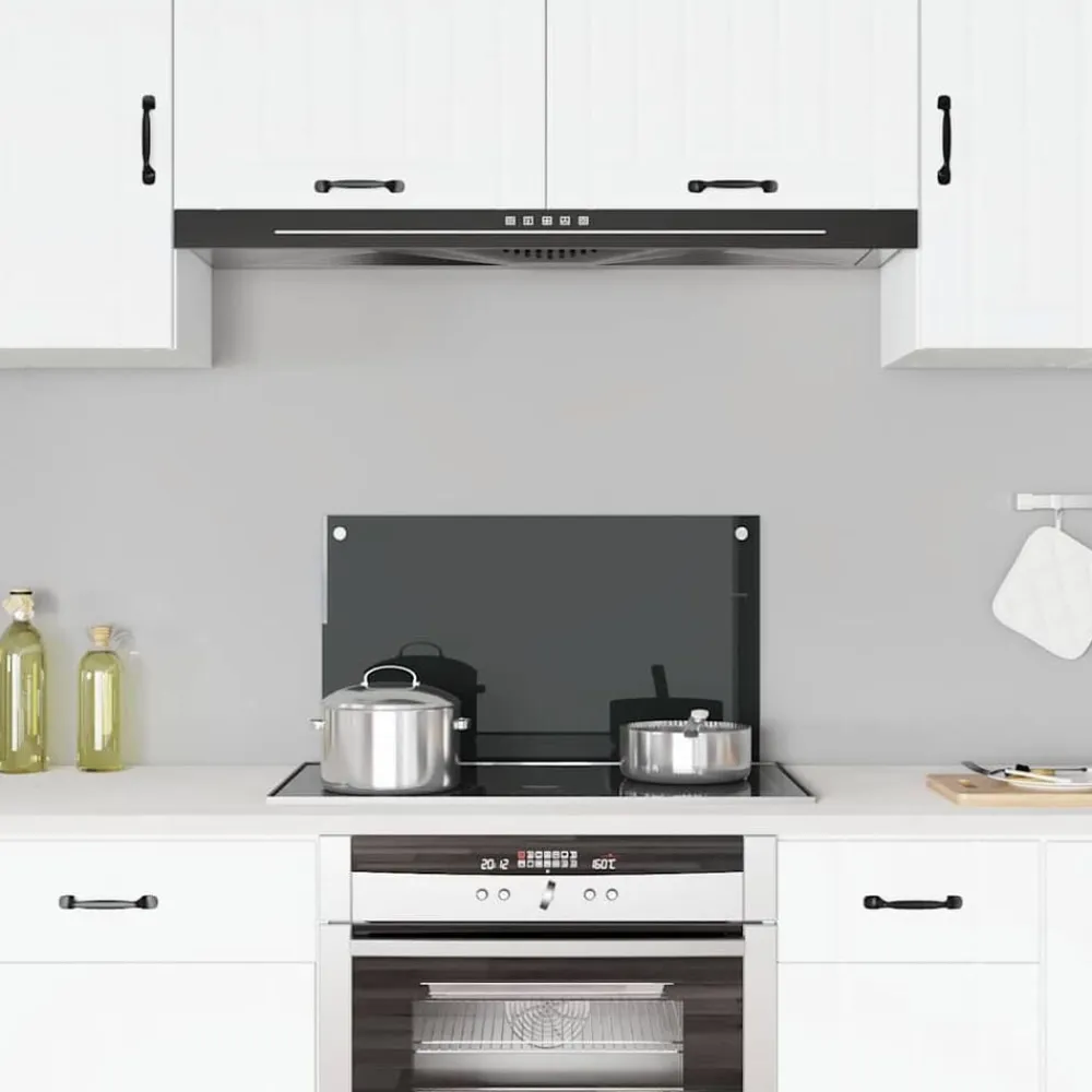 vidaXL Protección salpicaduras cocina vidrio templado 70x40 cm Negro Hot