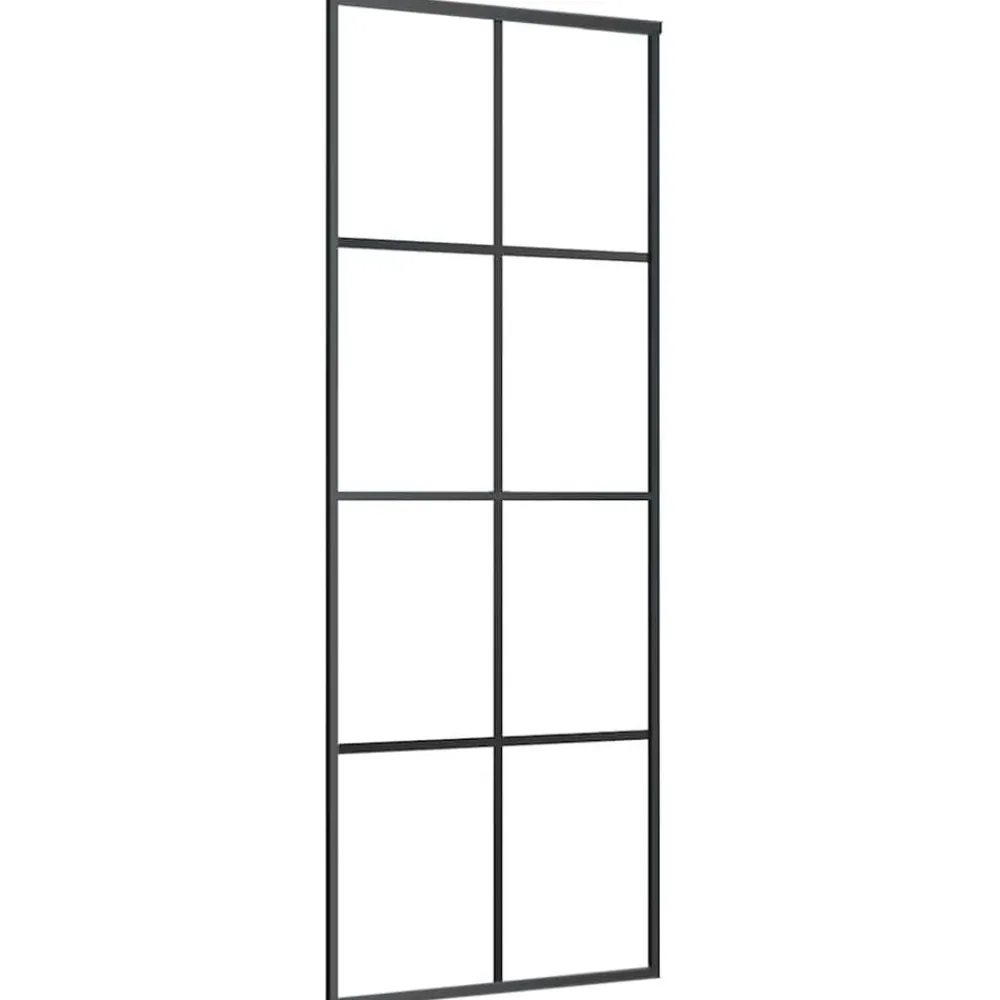 vidaXL Materiales De Construcción-Puerta corredera aluminio y vidrio ESG negra 76x205 cm