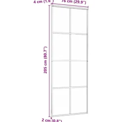 vidaXL Materiales De Construcción-Puerta corredera aluminio y vidrio ESG negra 76x205 cm