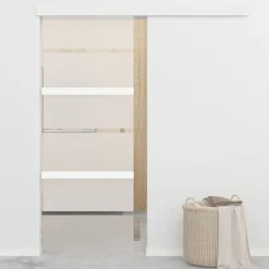 vidaXL Puerta corredera con tope suave vidrio ESG y aluminio 76x205 cm Best