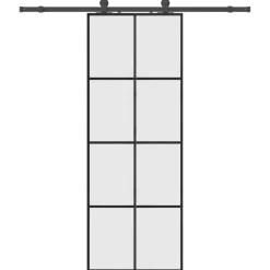 vidaXL Puerta corredera con juego herrajes 76x205 cm ESG vidrio Negro Best