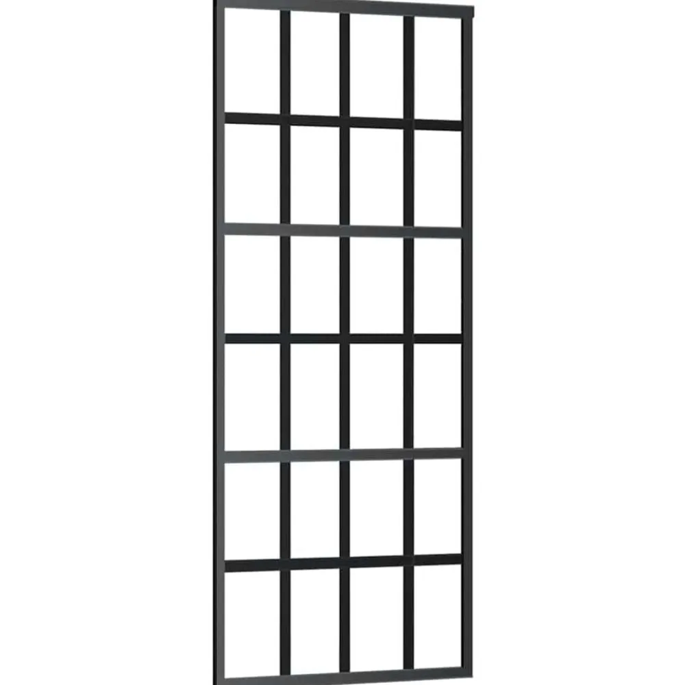 vidaXL Materiales De Construcción-Puerta corredera con set herrajes vidrio ESG aluminio 76x205 cm