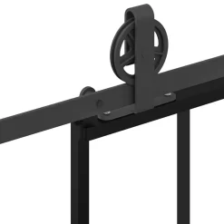 vidaXL Materiales De Construcción-Puerta corredera con set herrajes vidrio ESG aluminio 76x205 cm