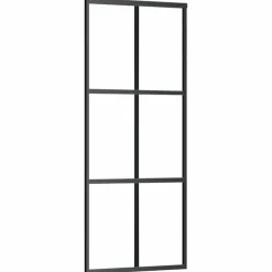 vidaXL Materiales De Construcción-Puerta corredera con set herrajes vidrio ESG aluminio 76x205 cm