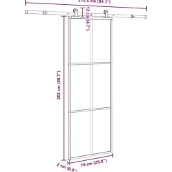 vidaXL Materiales De Construcción-Puerta corredera con set herrajes vidrio ESG aluminio 76x205 cm