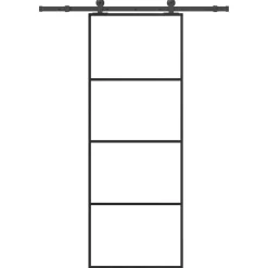 vidaXL Materiales De Construcción-Puerta corredera con set herrajes vidrio ESG aluminio 76x205 cm