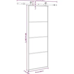 vidaXL Materiales De Construcción-Puerta corredera con set herrajes vidrio ESG aluminio 76x205 cm
