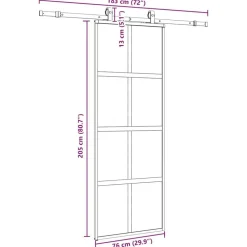 vidaXL Materiales De Construcción-Puerta corredera con herrajes negro 76x205 cm vidrio templado