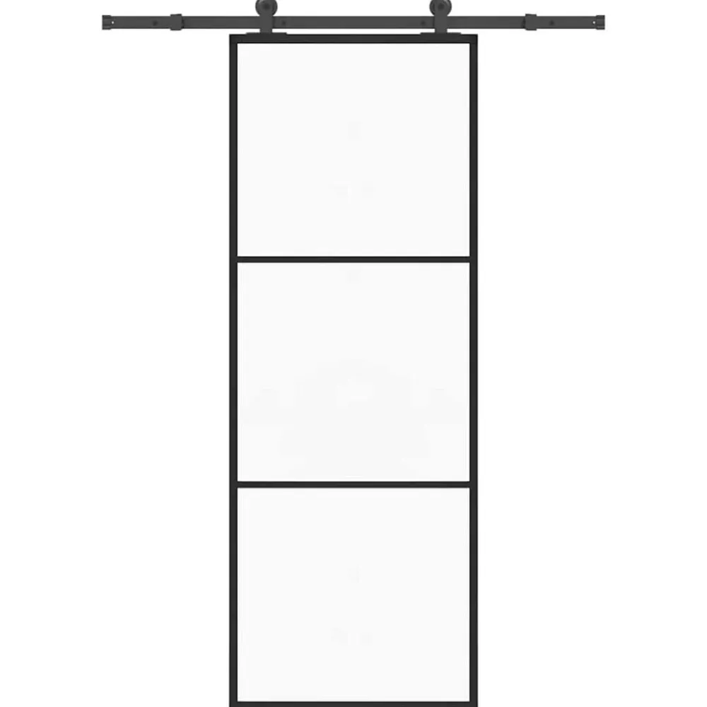 vidaXL Puerta corredera con set herrajes vidrio ESG aluminio 76x205 cm Hot