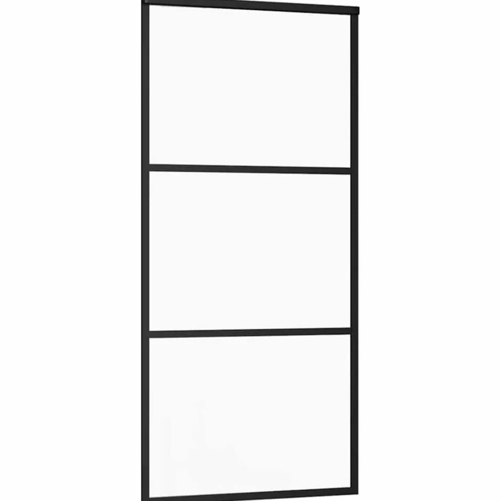 vidaXL Puerta corredera con set herrajes vidrio ESG aluminio 76x205 cm Hot