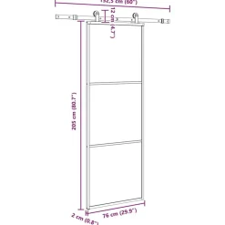 vidaXL Puerta corredera con set herrajes vidrio ESG aluminio 76x205 cm Hot