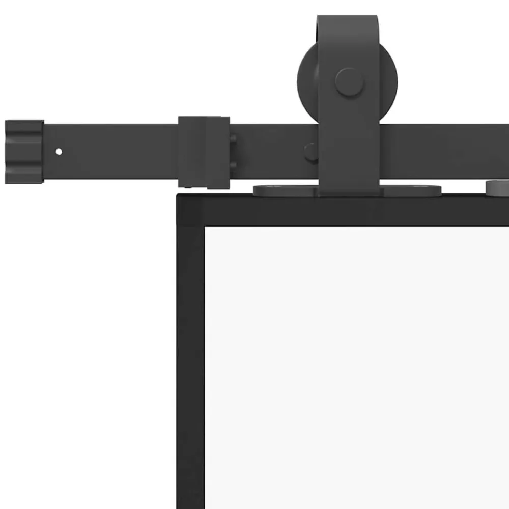 vidaXL Puerta corredera con herrajes negro 76x205 cm vidrio templado Best