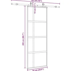 vidaXL Puerta corredera con herrajes negro 76x205 cm vidrio templado Best