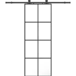vidaXL Materiales De Construcción-Puerta corredera con juego herrajes 76x205 cm ESG vidrio