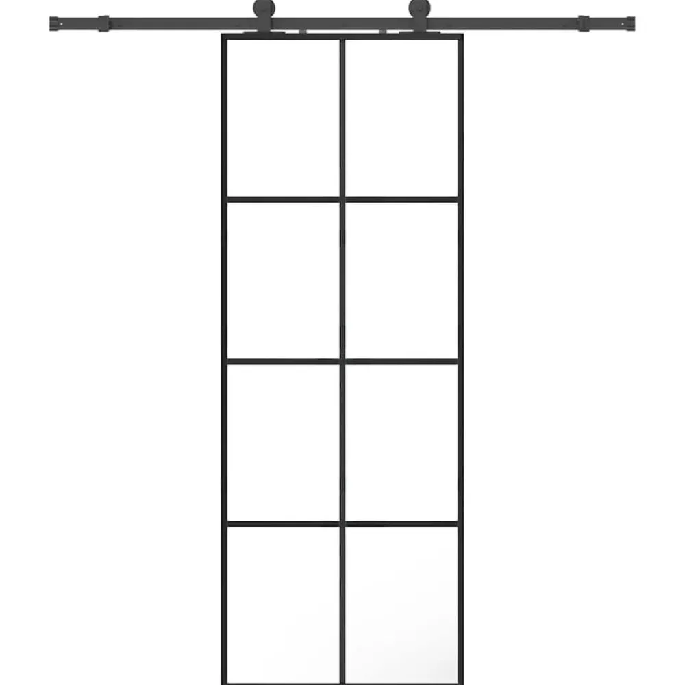 vidaXL Materiales De Construcción-Puerta corredera con juego herrajes 76x205 cm ESG vidrio