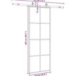 vidaXL Materiales De Construcción-Puerta corredera con juego herrajes 76x205 cm ESG vidrio