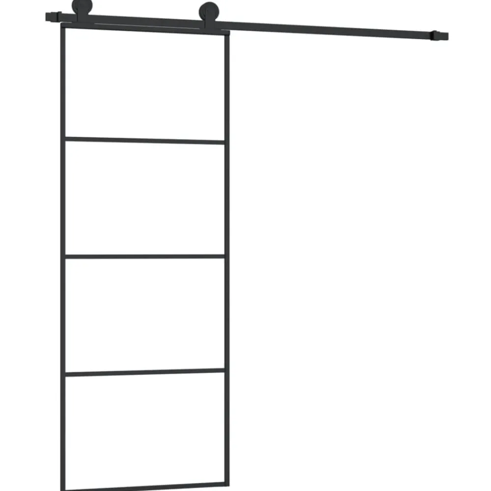 vidaXL Puerta corredera con set herrajes vidrio ESG aluminio 76x205 cm New