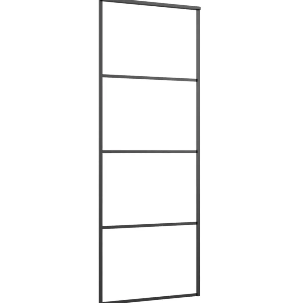 vidaXL Puerta corredera con set herrajes vidrio ESG aluminio 76x205 cm New
