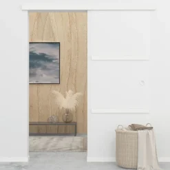 vidaXL Puerta corredera con topes suaves vidrio ESG aluminio 76x205 cm Clearance