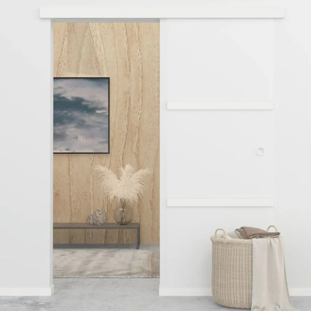 vidaXL Puerta corredera con topes suaves vidrio ESG aluminio 76x205 cm Clearance