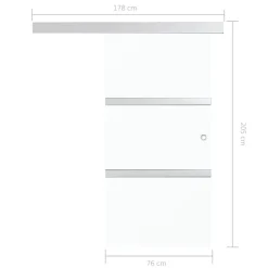 vidaXL Puerta corredera con topes suaves vidrio ESG aluminio 76x205 cm Clearance