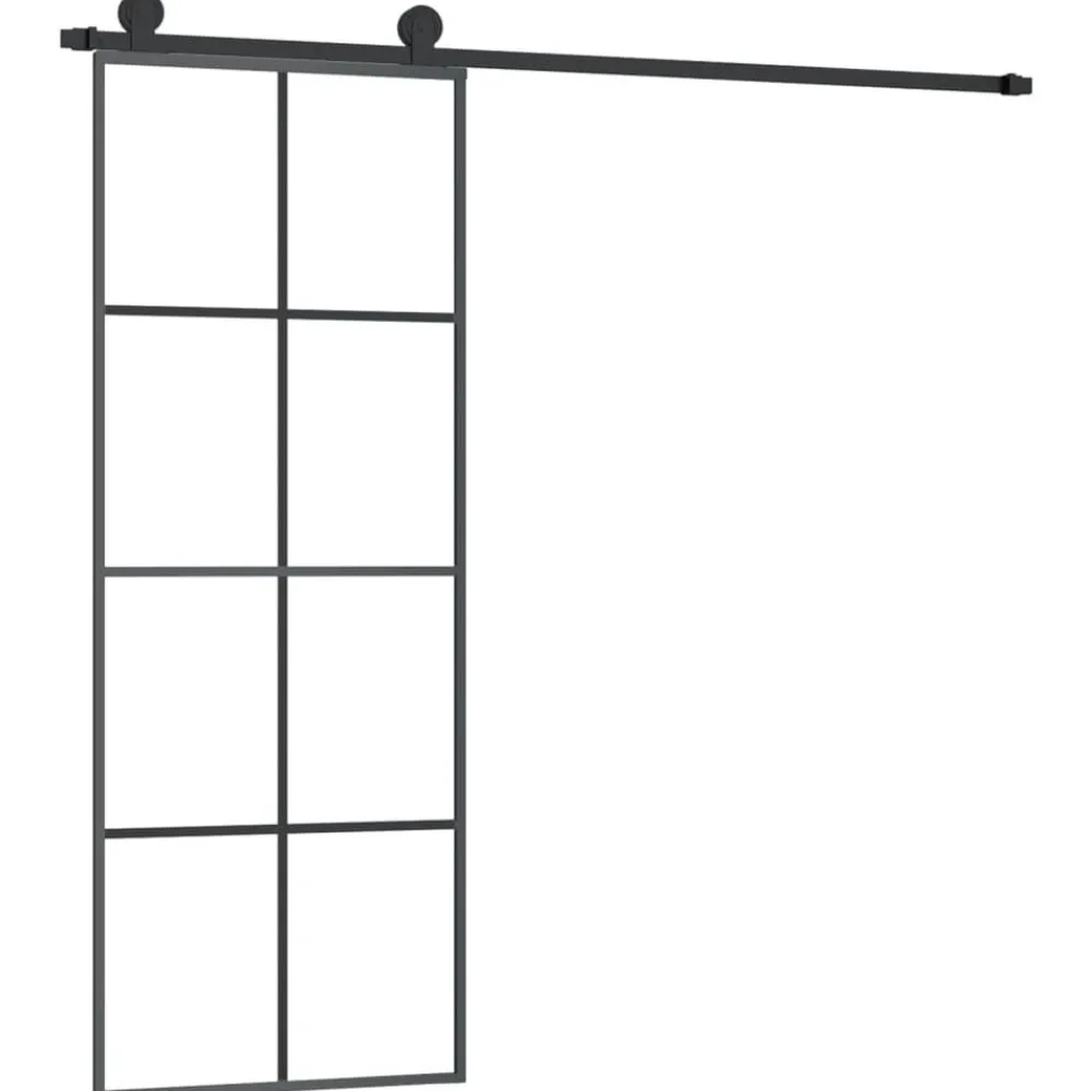 vidaXL Puerta corredera con set herrajes vidrio ESG aluminio 76x205 cm Best