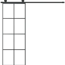 vidaXL Puerta corredera con set herrajes vidrio ESG aluminio 76x205 cm Best