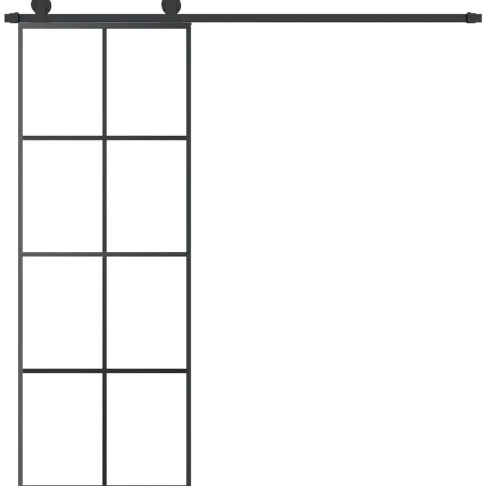 vidaXL Puerta corredera con set herrajes vidrio ESG aluminio 76x205 cm Best