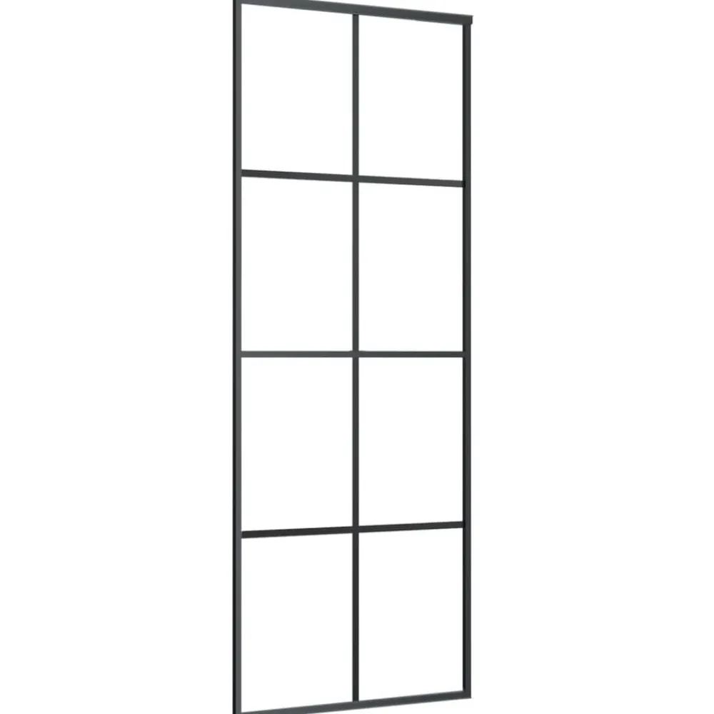 vidaXL Puerta corredera con set herrajes vidrio ESG aluminio 76x205 cm Best