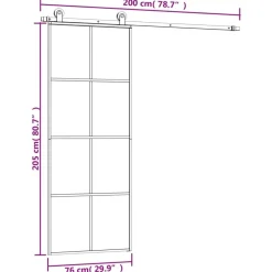 vidaXL Puerta corredera con set herrajes vidrio ESG aluminio 76x205 cm Best
