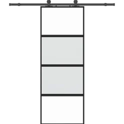 vidaXL Puerta corredera con herrajes negro 76x205 cm vidrio templado Outlet