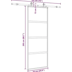 vidaXL Puerta corredera con herrajes negro 76x205 cm vidrio templado Outlet