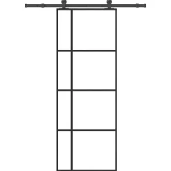 vidaXL Materiales De Construcción-Puerta corredera con set herrajes vidrio ESG aluminio 76x205 cm