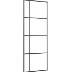 vidaXL Materiales De Construcción-Puerta corredera con set herrajes vidrio ESG aluminio 76x205 cm